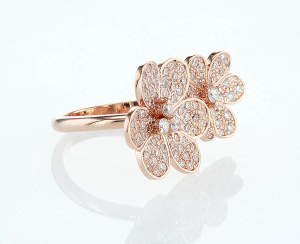 You & Me Flowers Pavé Diamond Ring
