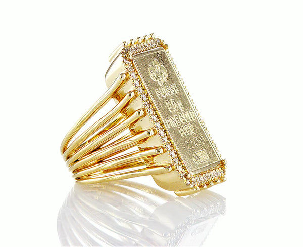 Pure Gold Ingot and Diamond Ring