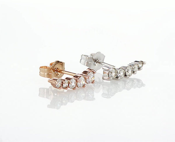 Round Line Diamond Earrings