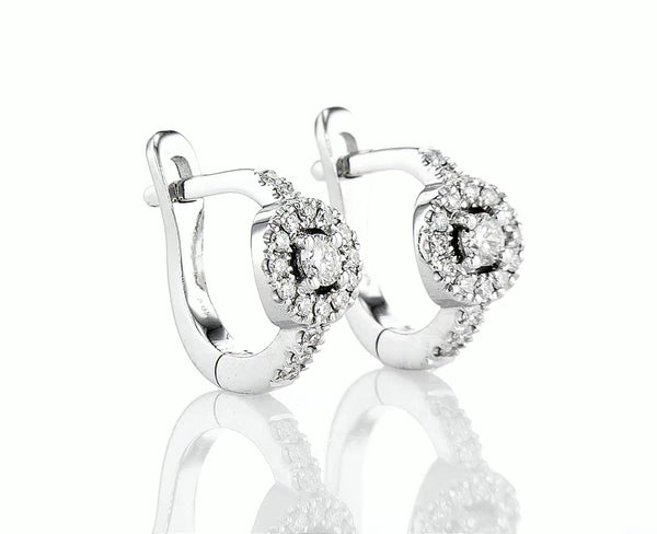 Mini Diamond Hoops with Round cut Central Stones