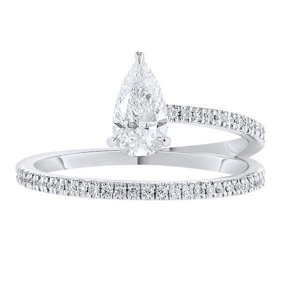 Floating Pear Engagement Ring