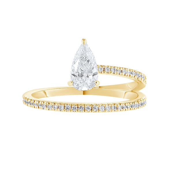 Floating Pear Engagement Ring