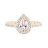 Pink pear morganite with diamond halo ring