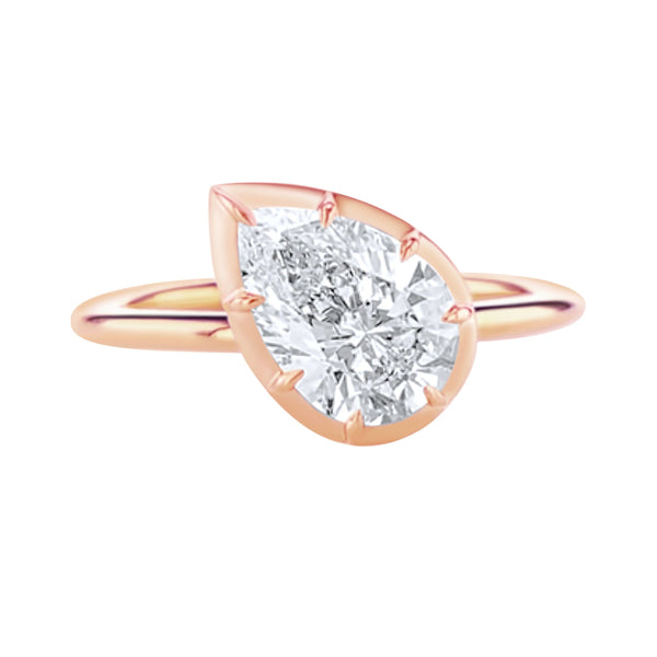 Sideway pear diamond button ring