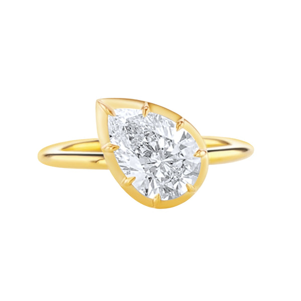 Sideway pear diamond button ring