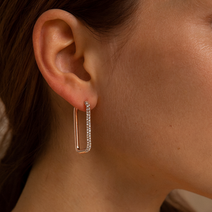 Rectangular Thick Diamond Hoops