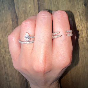 Triple Row Diamond Claw Ring