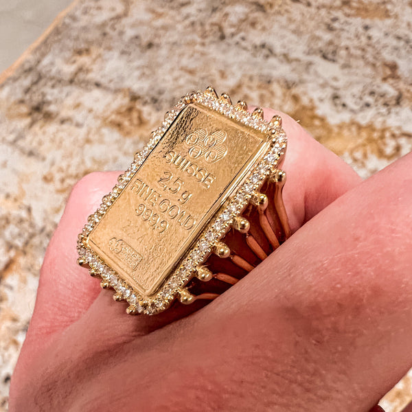 Pure Gold Ingot and Diamond Ring