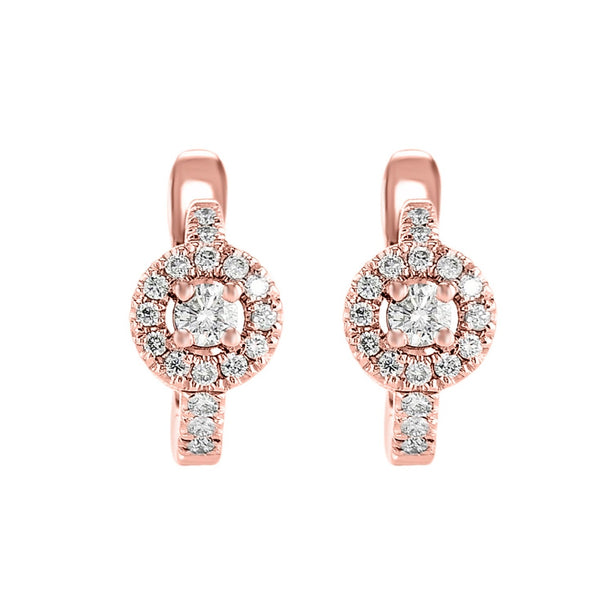 Mini Diamond Hoops with Round cut Central Stones
