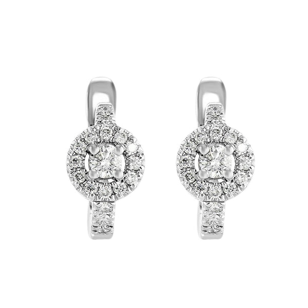 Mini Diamond Hoops with Round cut Central Stones