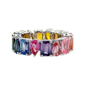 Rainbow Emerald & Pear Eternity Band