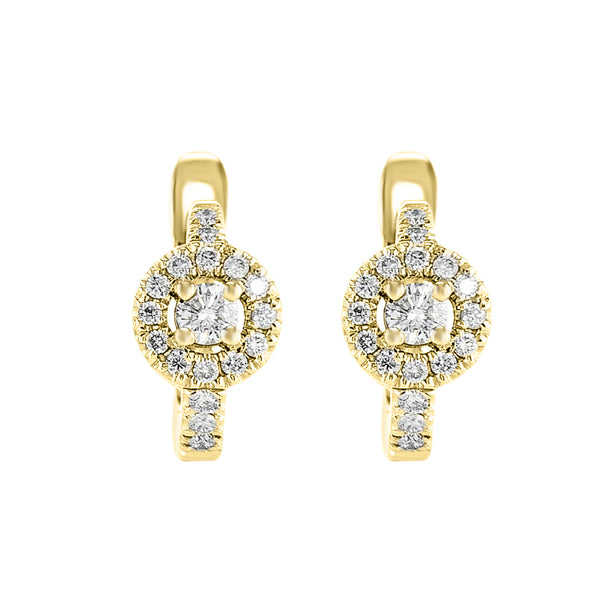 Mini Diamond Hoops with Round cut Central Stones
