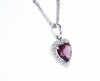 Red Heart Cut Diamond Halo Necklace
