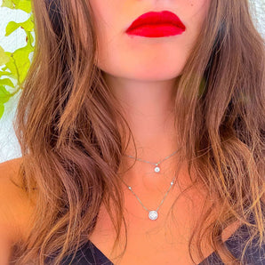 Floating Round cut Pendant Necklace