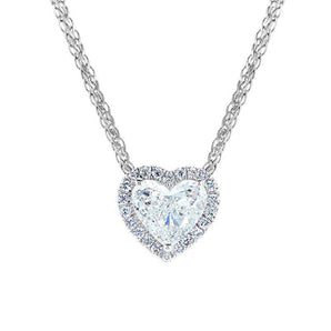Heart Cut Diamond Halo Necklace