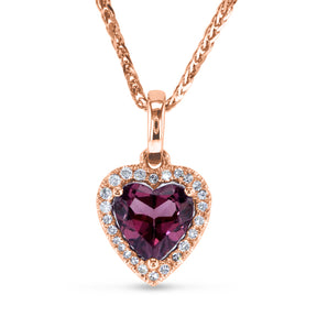 Red Heart Cut Diamond Halo Necklace