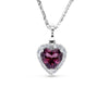 Red Heart Cut Diamond Halo Necklace