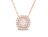 Cushion double halo diamond necklace