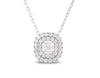 Cushion double halo diamond necklace
