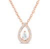 Floating Pear with Diamond Halo Necklace