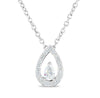 Floating Pear with Diamond Halo Necklace