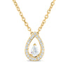 Floating Pear with Diamond Halo Necklace