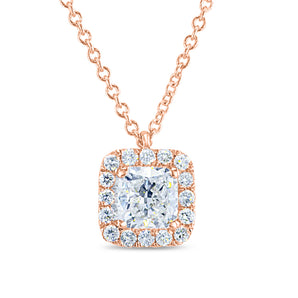 Cushion Diamond Halo Necklace