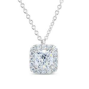Cushion Diamond Halo Necklace
