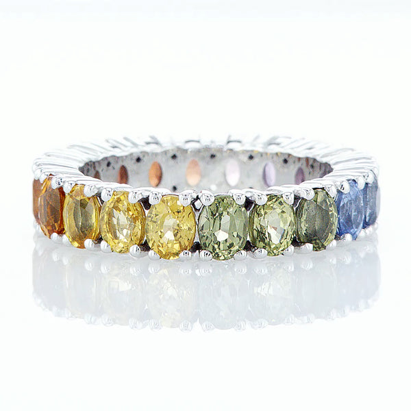 Rainbow Oval Cut Eternity Band