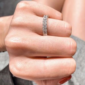 Radiant cut eternity band