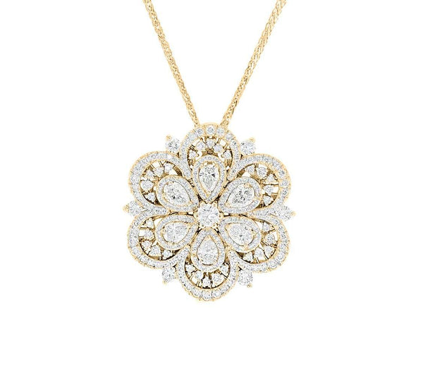 Mix Shape Diamond Flower Necklace