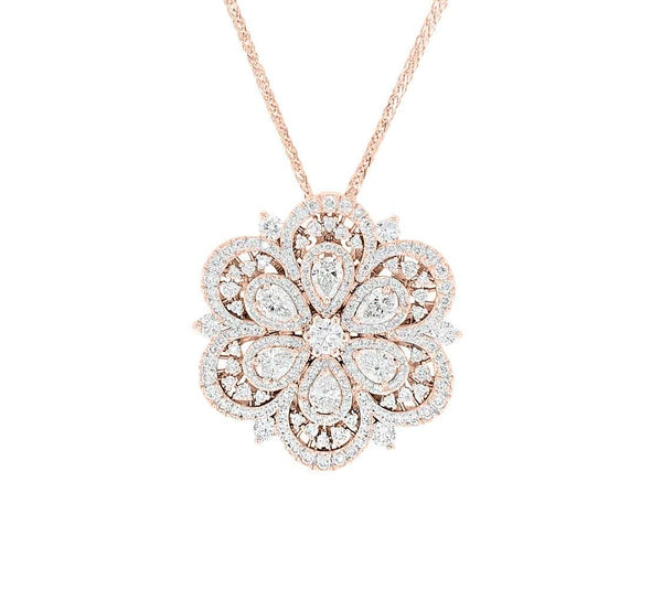 Mix Shape Diamond Flower Necklace