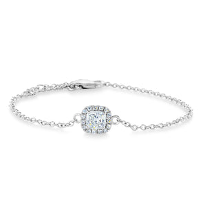 Cushion cut with a diamond halo bracelet