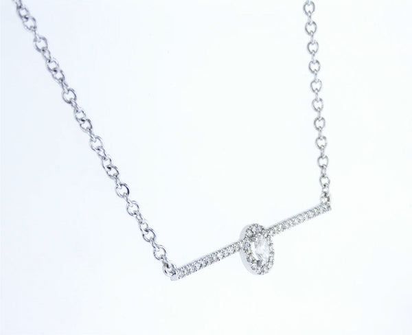 Oval Diamond Line Necklace