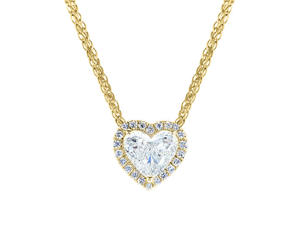 Heart Cut Diamond Halo Necklace