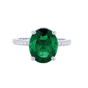 Green Emerald Oval Cut Ring