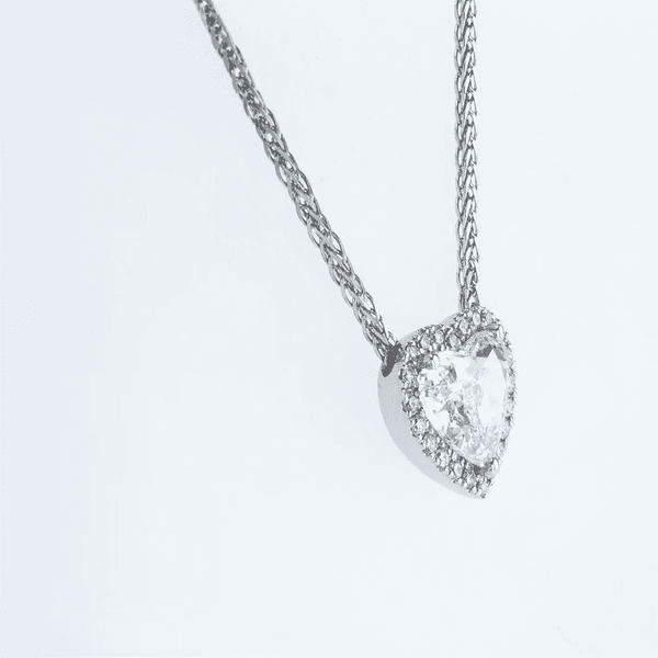 Heart Cut Diamond Halo Necklace