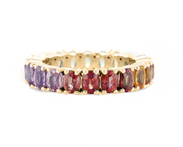 Rainbow Oval Cut Eternity Band