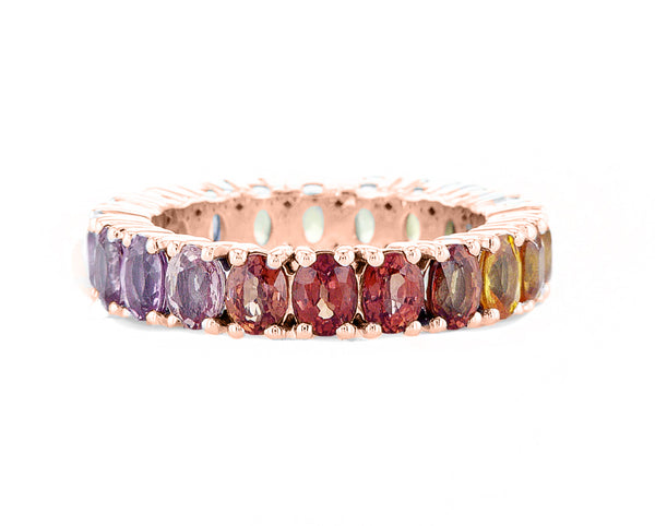 Rainbow Oval Cut Eternity Band