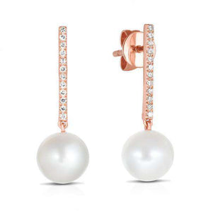 Long Pearl Diamond Earrings
