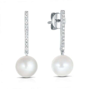 Long Pearl Diamond Earrings