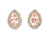 Pink Pear Cut Morganite with Diamond Halo Earrings