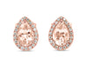 Pink Pear Cut Morganite with Diamond Halo Earrings